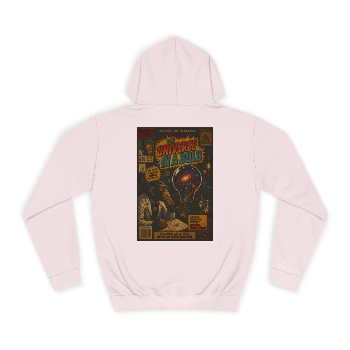 Retro Sci‑Fi 'Universe in a Bulb' Hoodie — Vintage Comic Back Print