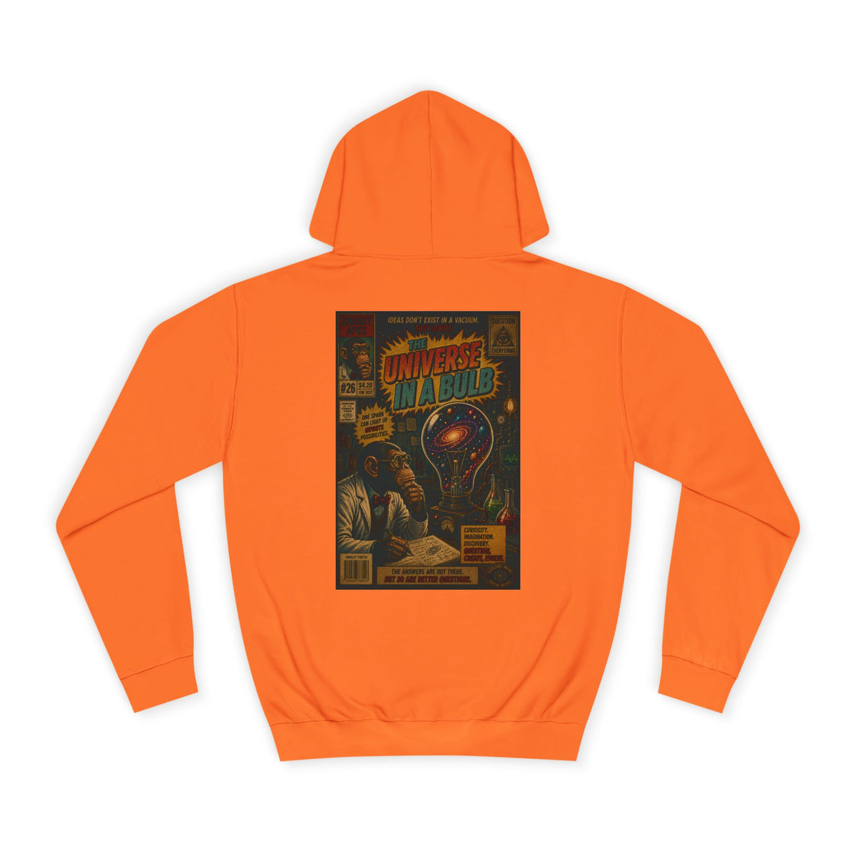 Retro Sci‑Fi 'Universe in a Bulb' Hoodie — Vintage Comic Back Print