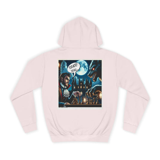 College Hoodie with Vampire Castle Graphic — Gothic Moonlight Campus Sweatshirt
