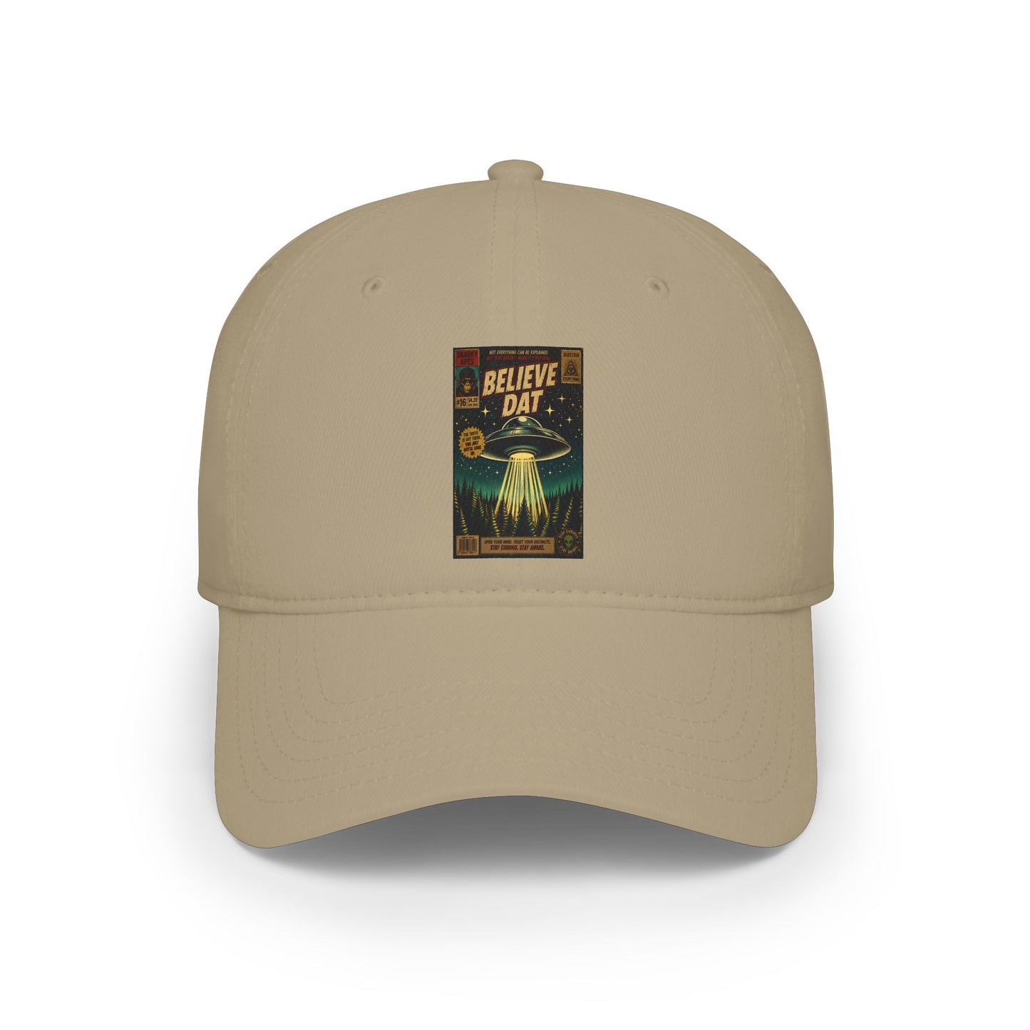 Believe Day Baseball Cap — Retro UFO Poster Low-Profile Hat