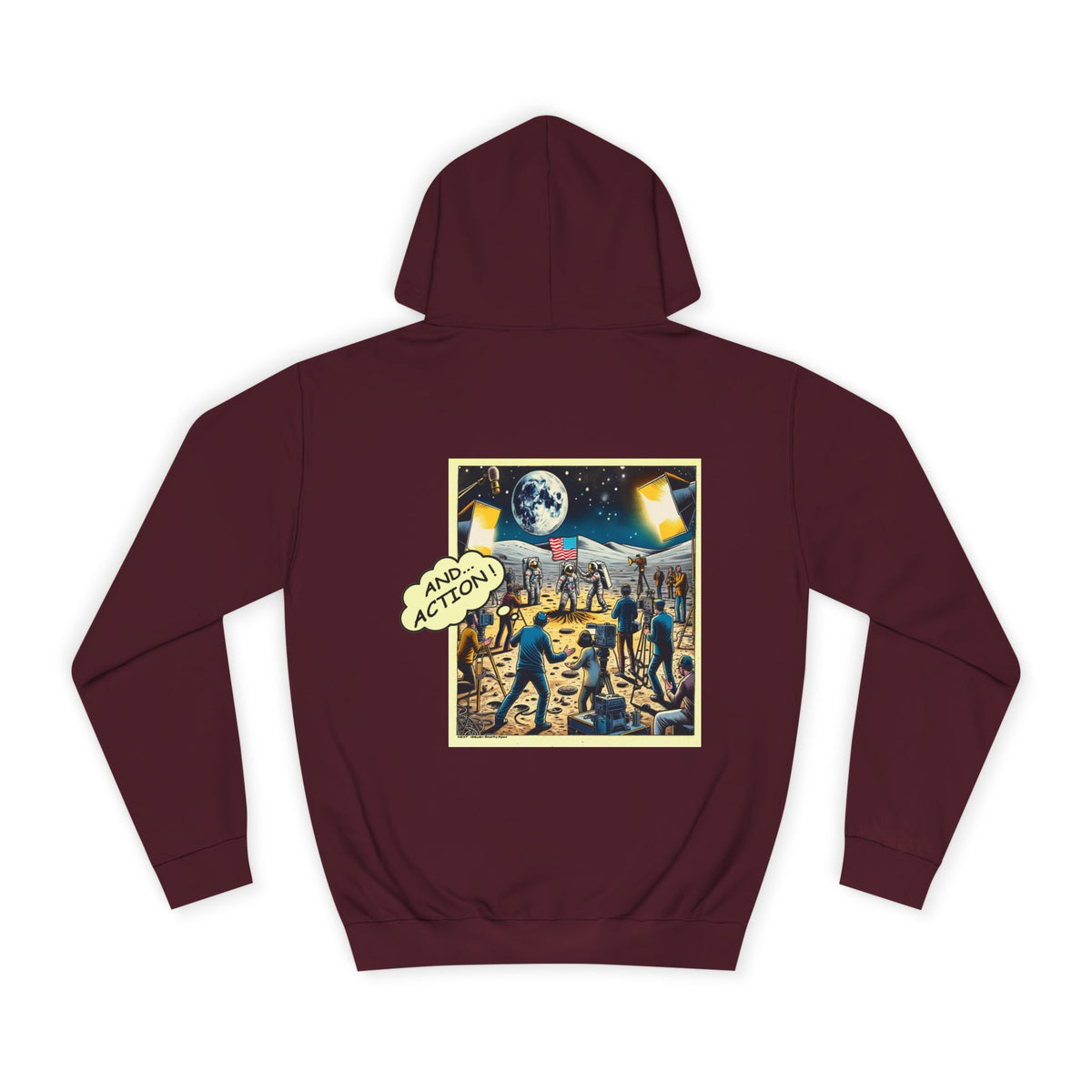 College Hoodie — Retro Sci‑Fi 'And Action' Back Print