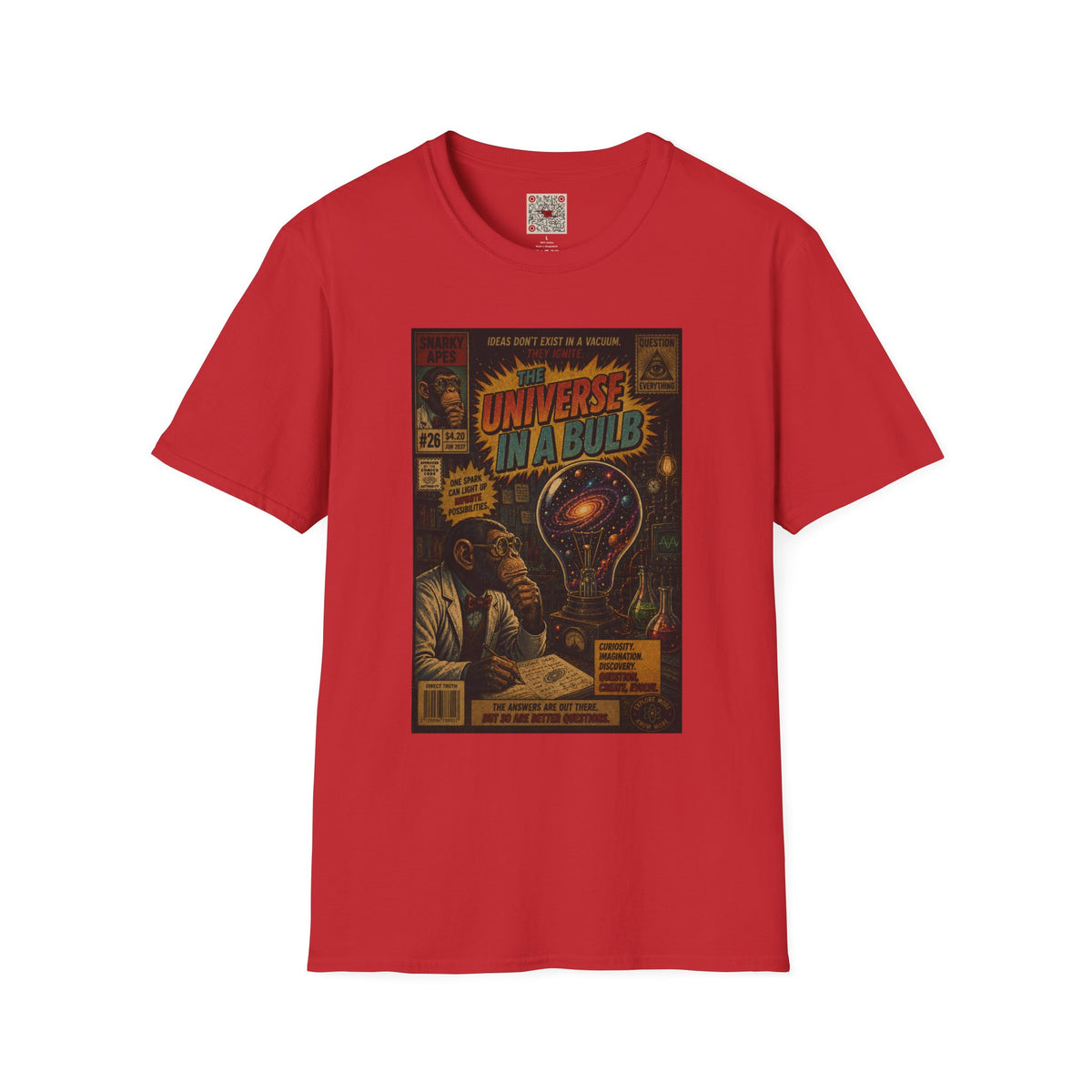 Universe In A Bulb Graphic Tee — Vintage Sci‑Fi Poster Shirt