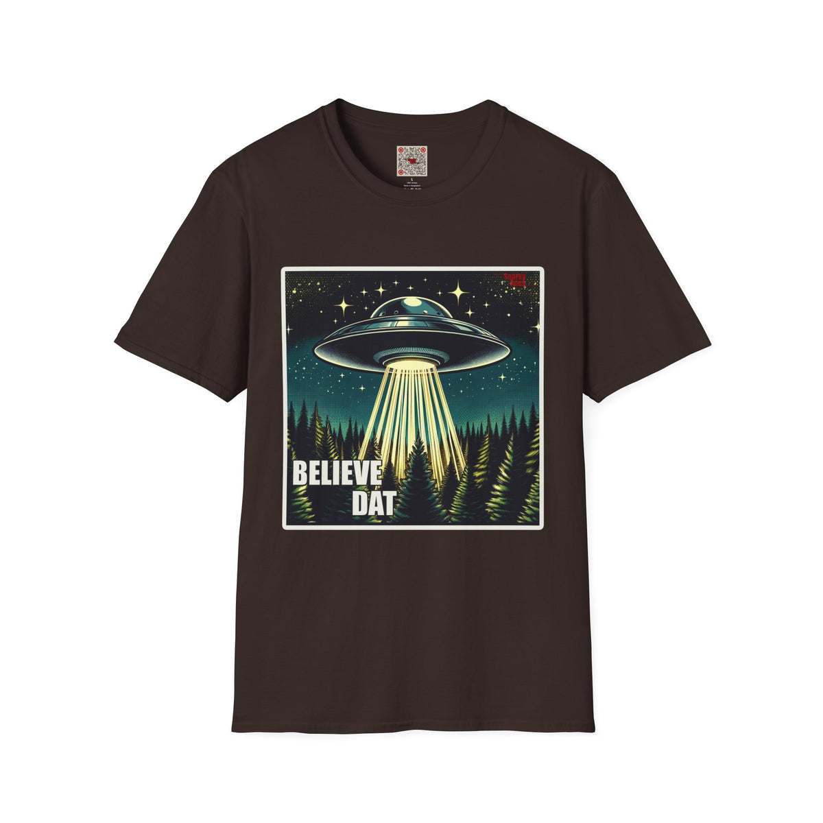 UFO Graphic T-Shirt — "Believe Dat" Retro Alien Abduction Tee
