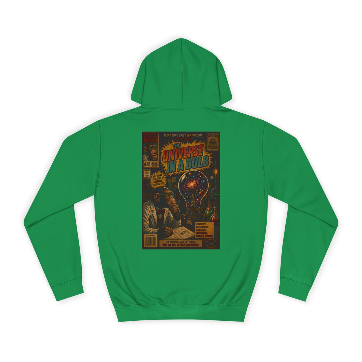 Retro Sci‑Fi 'Universe in a Bulb' Hoodie — Vintage Comic Back Print