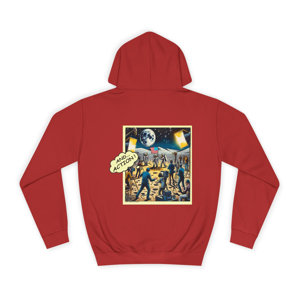 College Hoodie — Retro Sci‑Fi 'And Action' Back Print