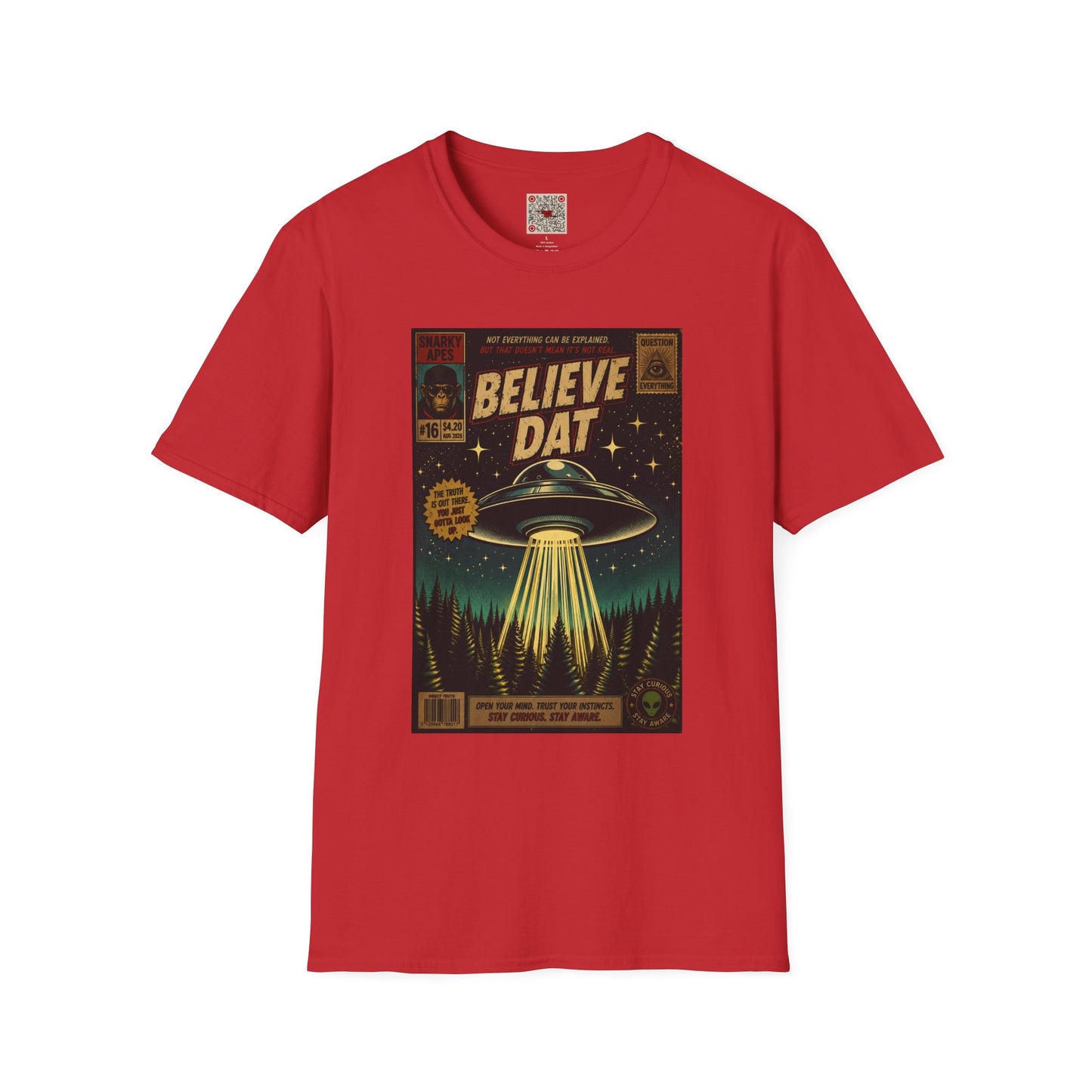 Alien Retro Poster T-Shirt — "Believe Dat" UFO Graphic Tee