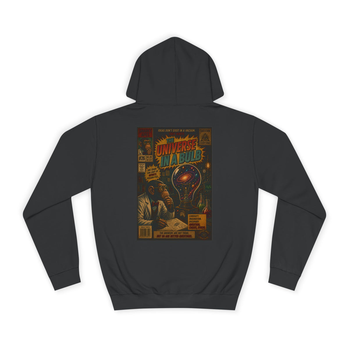 Retro Sci‑Fi 'Universe in a Bulb' Hoodie — Vintage Comic Back Print