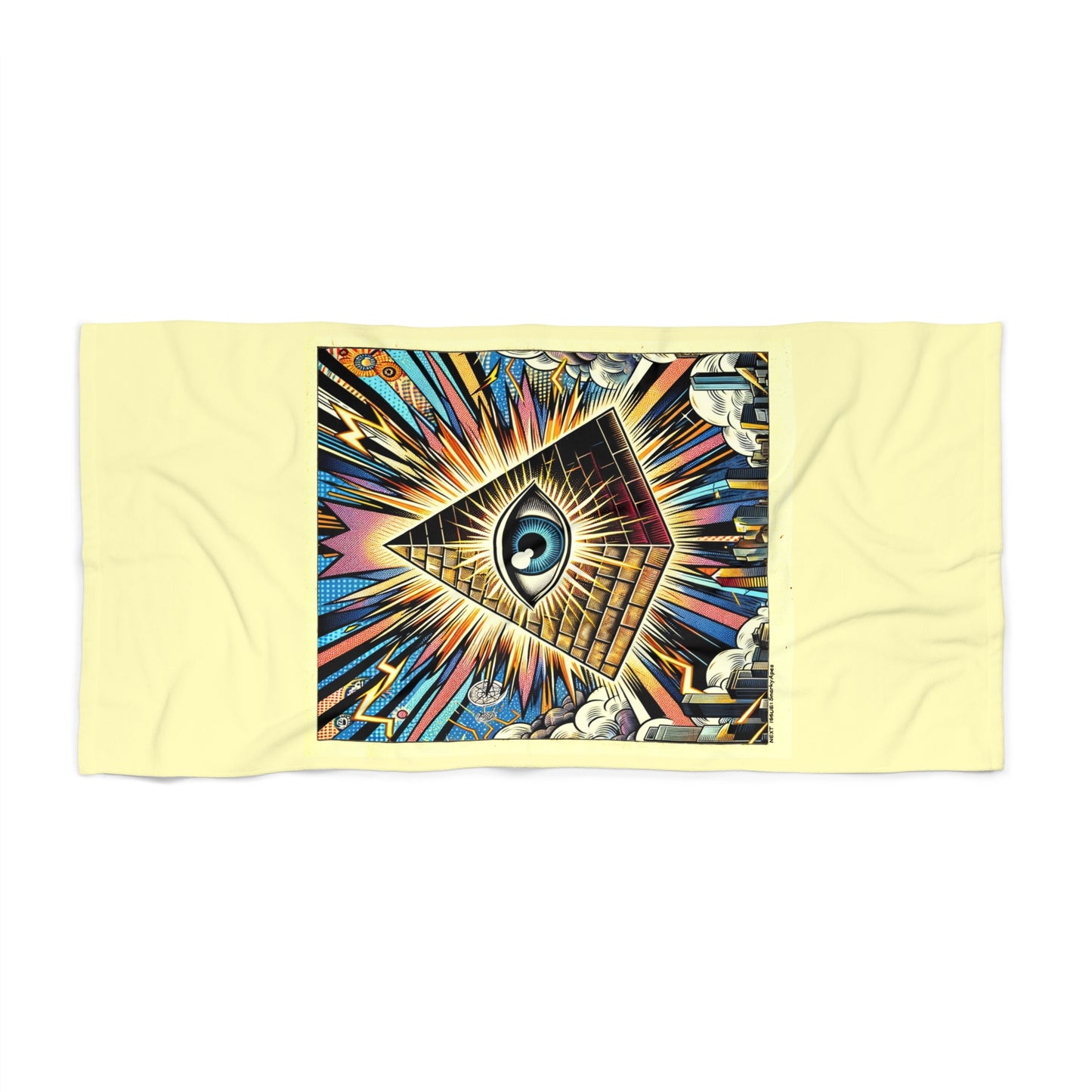 Illuminated Eye Pyramid Beach Towel – Mystical All-Seeing Eye Graphic