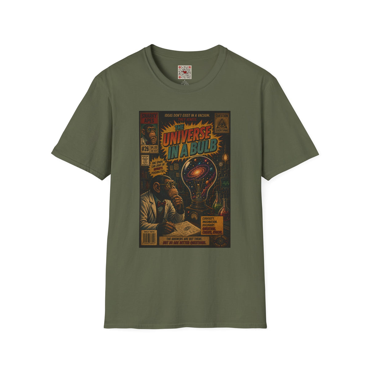 Universe In A Bulb Graphic Tee — Vintage Sci‑Fi Poster Shirt