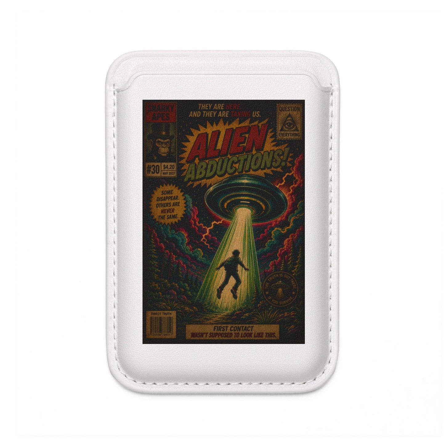 Magsafe Wallet — Vintage 'Alien Abductions' Comic Art Vegan Card Holder